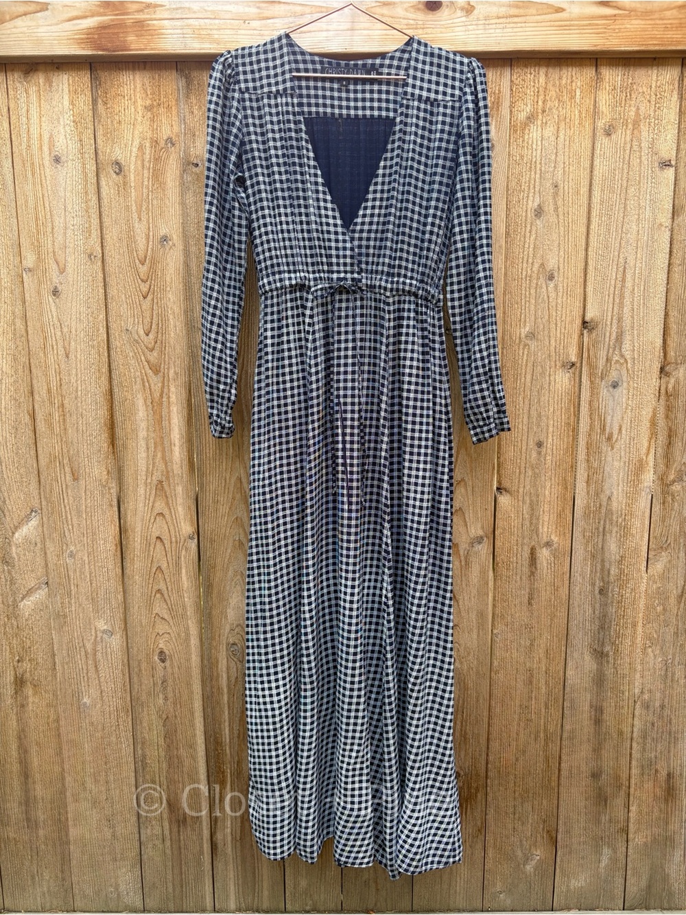 Christy Dawn Audrey Maxi Dress Navy Blue Check Plaid Size Small - Picture 3 of 17